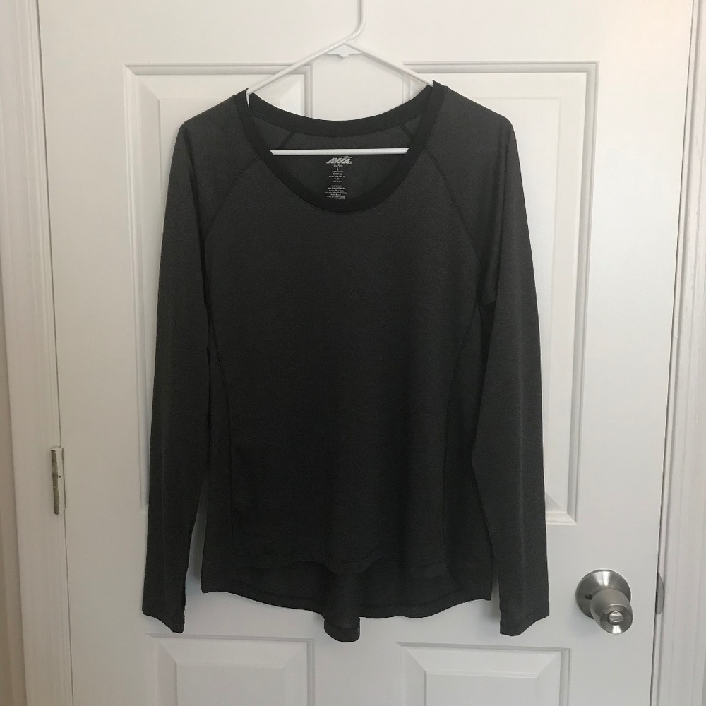 Avia Active Moisture-Wicking Long Sleeve Thumb-Hole T-Shirt Sz L 12-14 Charcoal